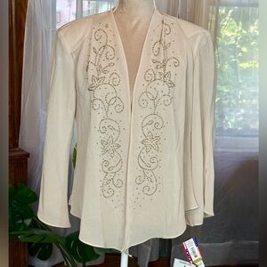 R&M Richards Cream Embellished Women's Jacket
